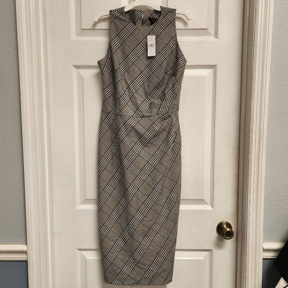 Ann Taylor Plaid Tucked Wrap Sheath Dress